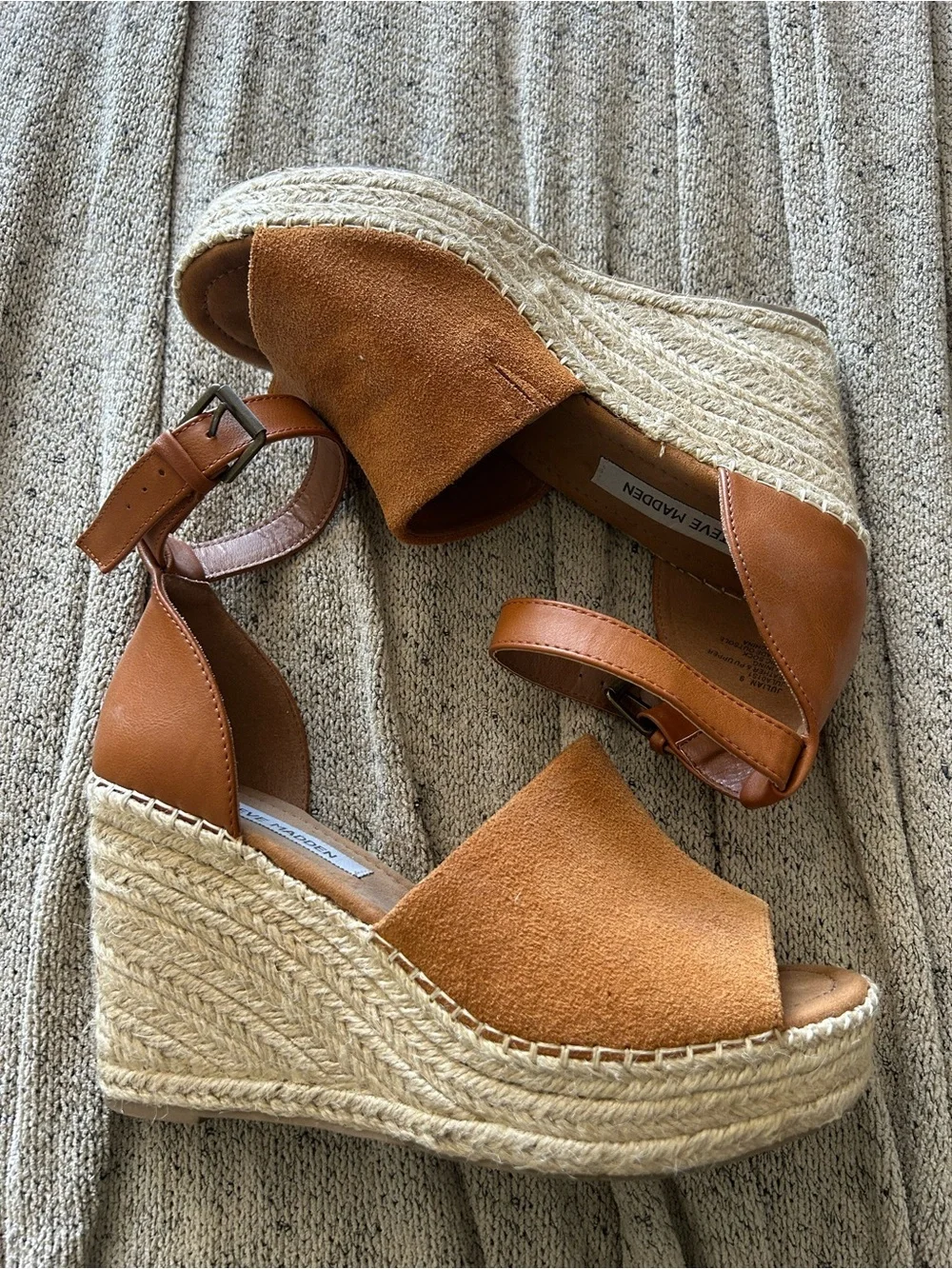 Steve Madden Camel Espadrille Wedge Sandals with Ankle Strap